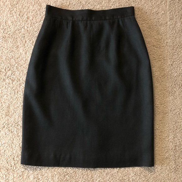 Vintage Barry Bricken Mark Shale Skirt 10 Linen Wool Pencil - Picture 2 of 11